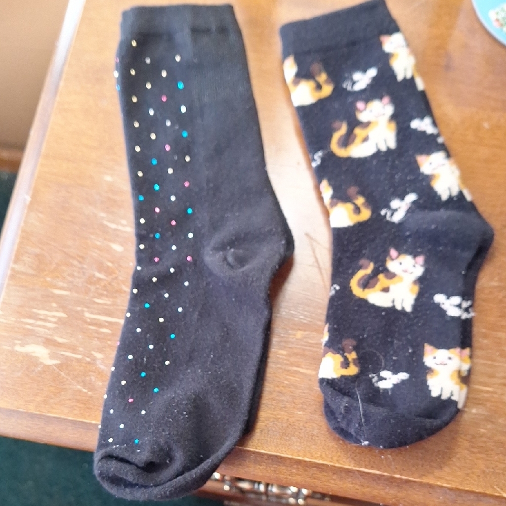 Black Cat and Polka Dot Socks